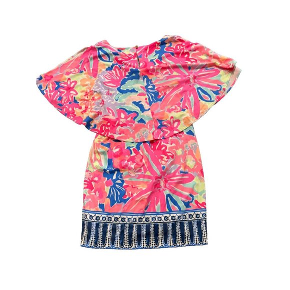 Lilly Pulitzer Gabrielle Dress Size L Cold Shoulder Caftan Pink Playa Hermosa - Picture 5 of 5